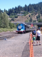 here comes Thomas rolling back to the station